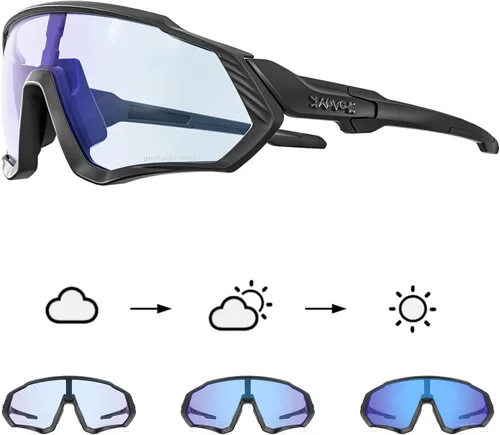 Vista 12 de KAPVOE Gafas de ciclismo fotocromáticas para hombres y mujeres, gafas de sol para bicicleta de montaña MTB, para bicicleta de montaña Clear - K9408