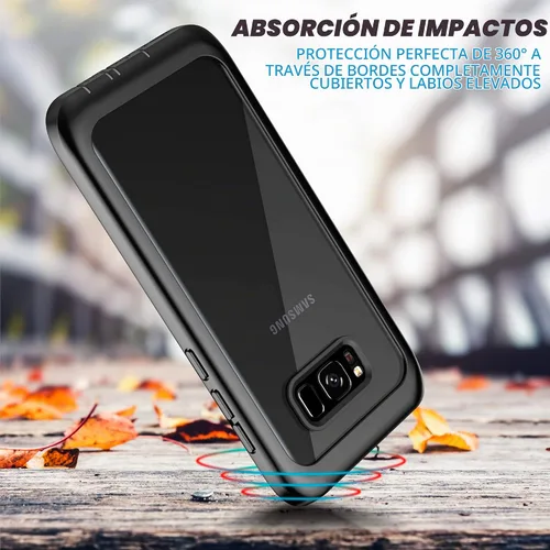 Vista 4 de Funda para Samsung Galaxy S8, carcasa de cuerpo completo con protector de pantalla integrado, delgado, transparente, absorbente de golpes, a prueba