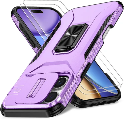 Vista 42 de Funda HakkTaoo para iPhone 13/iPhone 14 de 6.1 Pulgadas con Funda Deslizante para Cámara + Protector de Pantalla (2 Paquetes), Funda Protectora a