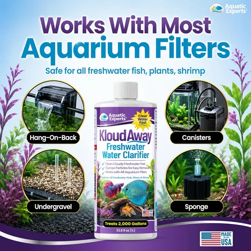 Vista 7 de KloudAway Aquarium Water Clarifier – Clears Cloudy Water in Freshwater Fish Tanks, 1 Liter, Made in USA, Aquatic Experts