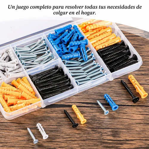 Vista 7 de KURUI Kit de anclajes para paneles de yeso con tornillos, 160 anclajes de pared de plástico y tornillos de cabeza Phillips galvanizados, 4 tamaños