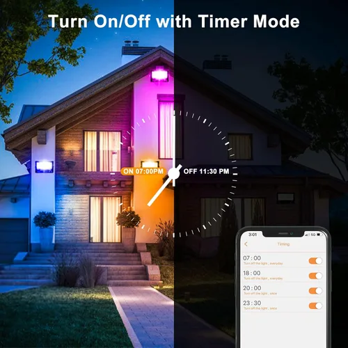 Vista 5 de Luz de inundación LED RGB para exteriores, equivalente a 500 W, cambio de color inteligente y luz diurna 5700 K, iluminación paisajística, luces