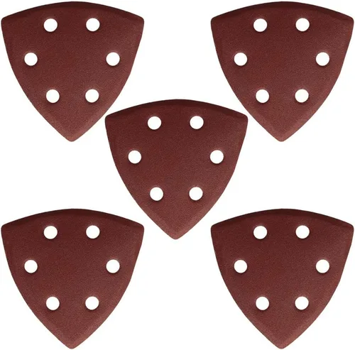 Vista 10 de Utoolmart Papel de lija para detalles, papel de lija triangular, almohadillas de lijado de gancho y bucle, multiherramienta oscilante triangular, 15