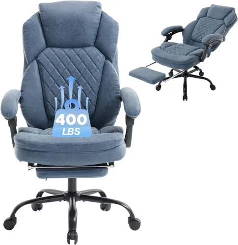 Vista 11 de Sillas de escritorio reclinables de oficina de 400 libras con reposapiés, sillas de oficina reclinables con respaldo alto y ruedas grandes, silla