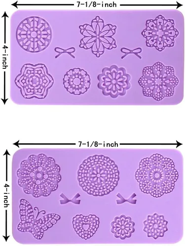 Vista 4 de Moldes de fondant de encaje en relieve, múltiples círculos de flores de encaje, herramienta de decoración de pasteles de boda, molde de silicona