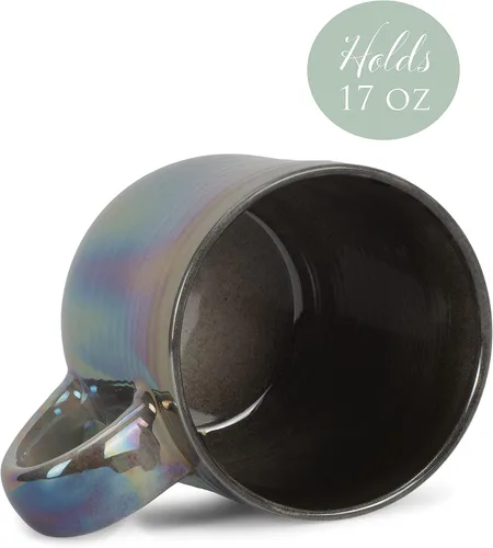 Vista 5 de Elanze Designs - Taza de café de cerámica con esmalte reactivo brillante, tamaño grande de 17 onzas líquidas, taza de cocina diaria de grado