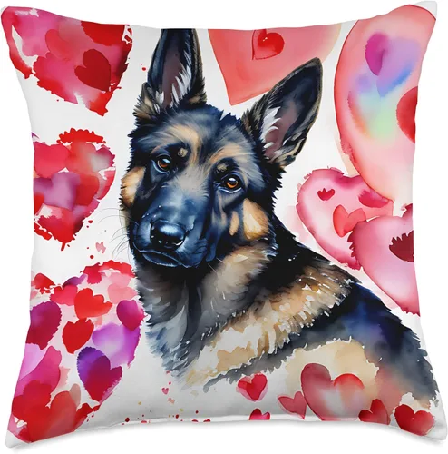 Vista 5 de Romantic Love Partnership Date Couple Relationship Almohada romántica de pastor alemán para el día de San Valentín, corazón, 16 x 16 pulgadas