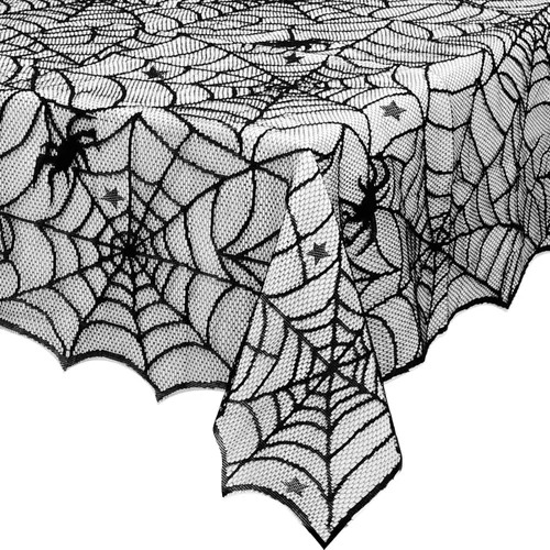 Vista 11 de eZAKKA Mantel de encaje negro para Halloween, 53x68 pulgadas
