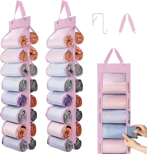 Vista 10 de DHSFKBE Organizador de Almacenamiento de Leggings, Organizador de Camisetas, Organizador Plegable Colgante para Armario, Organizador de Ropa