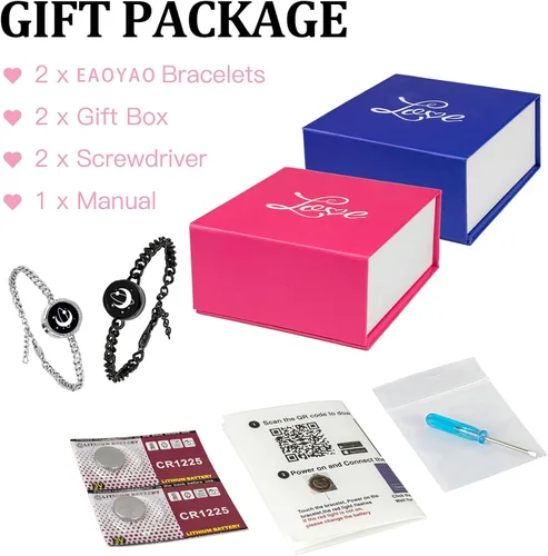 Vista 6 de EAOYAO Long Distance Touch Bracelets,Couples Bracelets, Remote Smart Matching Couples Bracelet for Couples Suitable for Long Distance Relationship