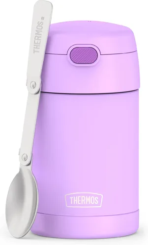 Vista 15 de THERMOS Funtainer - Tarro de alimentos aislado de 16 onzas, tarro de comida para niños con cuchara plegable, azul denim