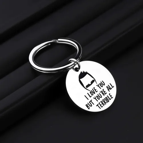 Vista 4 de ENSIANTH Llavero inspirado en Bob con texto en inglés "I Love You But You're All Terrible Burgers", regalo para fanáticos de Bob Belcher