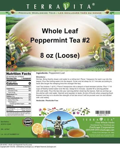 Vista 2 de Té de menta de hoja entera #2 (Suelto) (8 oz, ZIN: 427647)