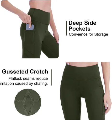 Vista 5 de Professional Leggings for Women (Ultra Soft Stretch) High Waisted Yoga Pants Tummy Control with Pockets