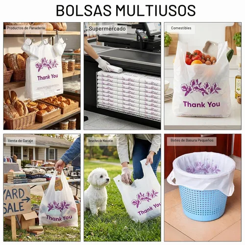 Vista 7 de Yesland 500 bolsas de comestibles reutilizables, 13 x 7 x 21 pulgadas, 15 micrófonos, bolsas de compras a granel de 0.6 mil para comestibles