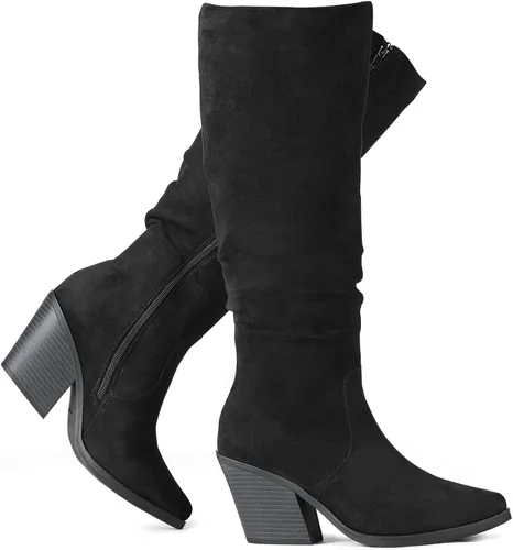 Vista 6 de Putu Botas altas hasta la rodilla para mujer, botas altas de gamuza Beige