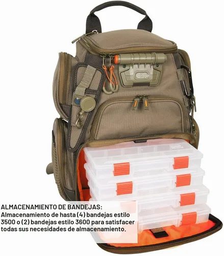 Vista 2 de Wild River by CLC WT3503 mochila de pesca liviana y compacta con 4 bandejas PT3500 transparentes, resistente al agua y con compartimiento
