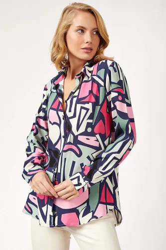 Vista 2 de Blusas para mujer, camisas informales de manga larga con botones, tallas XS a 3XL