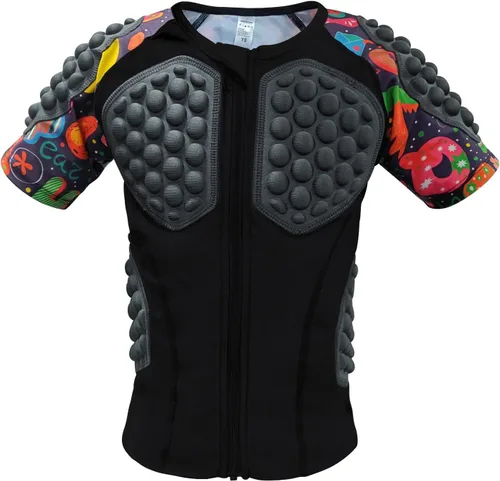 Vista 8 de Padded Compression Shirt for Kids YouthBoys Girls Padded Football Protective Shirts for Ski Paintball Baseball Rugby Hockey Soccer Skating