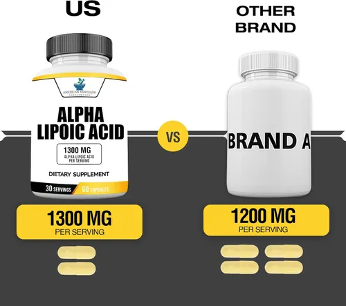 Vista 3 de American Standard Supplements Ácido alfa lipoico 1300 mg por porción, vegano, sin gluten, sin OMG, 60 cápsulas, 30 porciones
