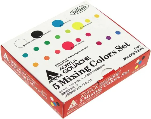 Vista 4 de Holbein – Juego de pintura gouache acryla 5 Colores 20 ml Mezcla