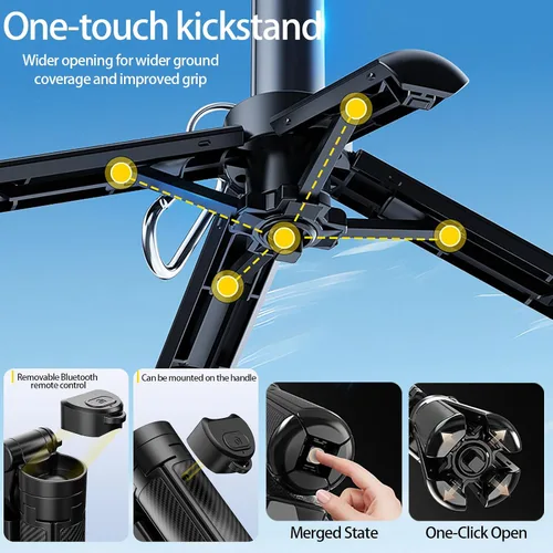 Vista 12 de Palo selfie magnético multifuncional 4 en 1 con rotación de 360°, mini trípode portátil extensible para teléfono con control remoto y anillo