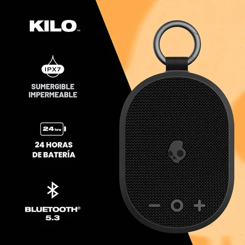 Vista 2 de Skullcandy Kilo - Altavoz Bluetooth inalámbrico, IPX7, impermeable, mini altavoz Bluetooth con batería de 24 horas, radiador pasivo de disparo hacia