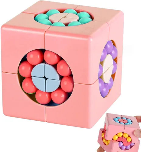 Vista 10 de YUDANSI Juguete de rompecabezas de frijol mágico, cubo giratorio 2 en 1, cubo mágico giratorio, regalo para niños y niñas de 3 años, 5-7, 8-12