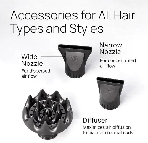 Vista 5 de TREZORO Secador de pelo profesional – Secador de pelo iónico de 2000 W con difusor para uso personal y salón de belleza – Secado potente, rápido