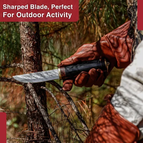 Vista 5 de Armory Replicas Cuchillo vikingo al aire libre de estilo noruego escandinavo con funda, hoja grabada