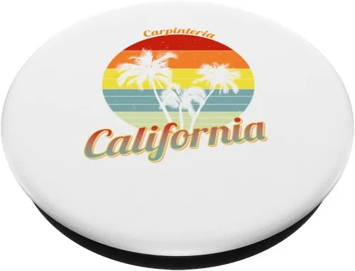 Vista 2 de Carpinteria California Retro Tropical Palm Trees Vacation PopSockets Swappable PopGrip