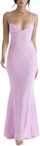 Vista 2 de Sastianaen Vestido largo sexy para mujer, sin mangas, recortado, sin espalda, con abertura hasta los muslos, vestido de fiesta