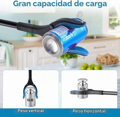 Vista 3 de Herramienta de agarre de 43 pulgadas plegable con mandíbula giratoria antideslizante de 360° e imanes, herramienta de recolección de basura