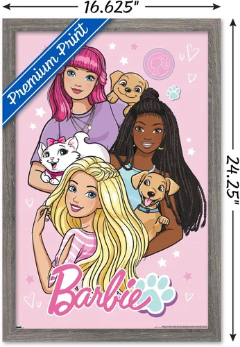 Vista 3 de Trends International Mattel Barbie - Bonito póster de pared, 22.4 pulgadas de largo x 14.7 pulgadas, versión enmarcada en madera de granero