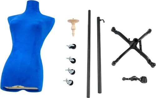 Vista 9 de Maniquí de costura femenino, forma de vestido para exhibición y diseño a medida, torso ajustable en altura con base móvil de metal