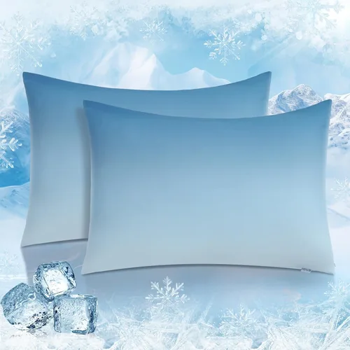 Vista 13 de LUXEAR Fundas de almohada refrescantes para durmientes acalorados, Arc-Chill Q-Max de doble cara mejorada > 0.5 Funda de almohada de satén