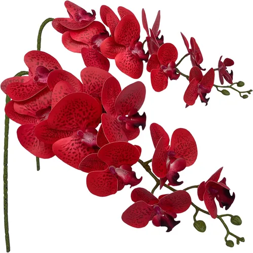 Vista 9 de FagusHome Flores artificiales de Phalaenopsis - Ramas de 9 flores grandes, orquídeas artificiales, plantas tallo de 42 pulgadas, 2 piezas para Azul
