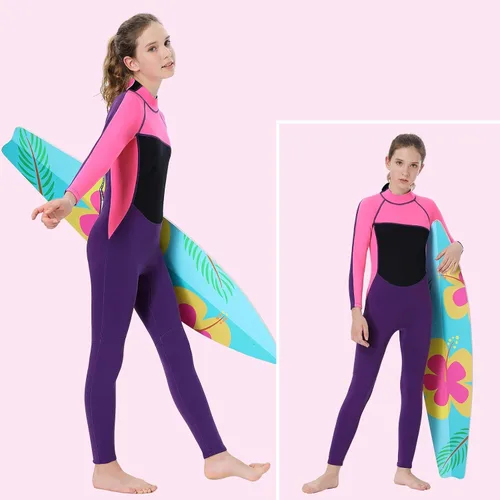 Vista 6 de Traje de neopreno para niños pequeños, niñas y jóvenes de 0.118 pulgadas (0.118 in), trajes de baño cortos de 0.079 pulgadas (0.079 in), trajes