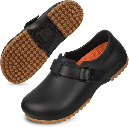 Vista 7 de Zuecos unisex para adultos, zapatos de trabajo antideslizantes con plantillas de recuperación para servicio de alimentos, jardín o enfermería