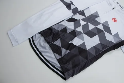 Vista 5 de GCRFL Camiseta de ciclismo de manga larga para hombre, con bolsillo de cremallera 3+1, transpirable, de secado rápido