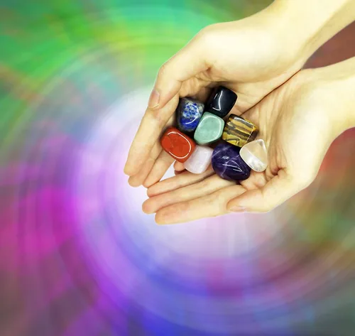 Vista 3 de Cristales curativos: 7 piedras pulidas y grabadas para equilibrar chakras holísticos productos para el cuidado de la salud, Gema, Piedra de cristal