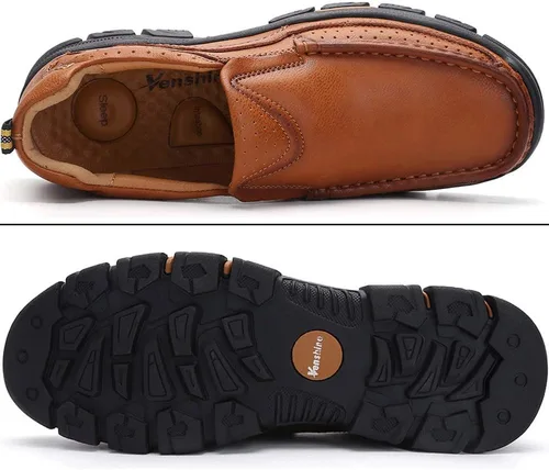 Vista 4 de Mocasines casuales para hombre, zapatos de cuero para caminar