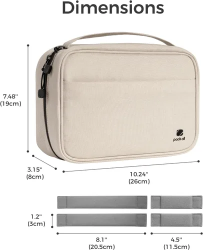 Vista 6 de pack all Organizador Electrónico Plus, Bolsa Organizadora de Cables de Mayor Capacidad, Estuche de Transporte Resistente a Golpes, Bolsa de Beige