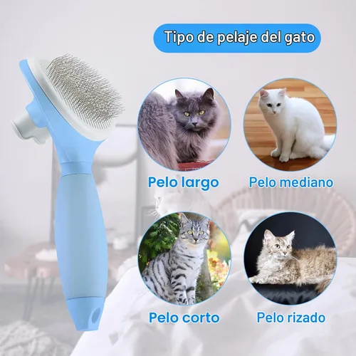 Vista 6 de Cepillo de gato para desprendimiento, cepillo autolimpiante para gatos de Azul