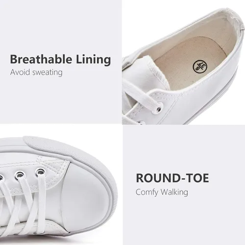 Vista 3 de Zapatos de lona para mujer, zapatos de tenis blancos, zapatos casuales sin cordones, bordados florales, Blanco