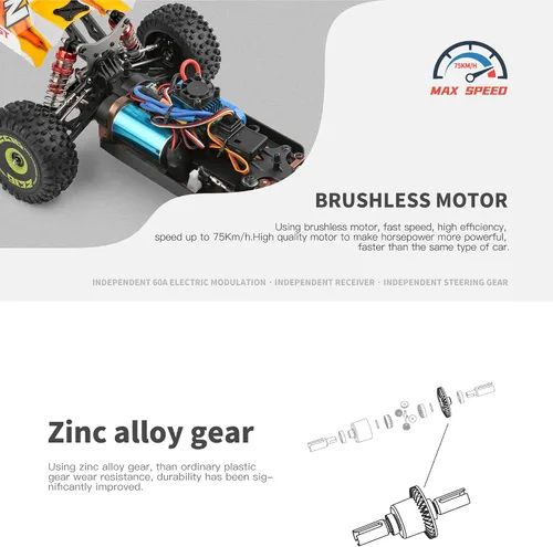 Vista 7 de GoolRC WLtoys 144010 - Autos RC sin escobillas para adultos, auto de control remoto a escala 1:14, carreras de alta velocidad, auto de deriva RC
