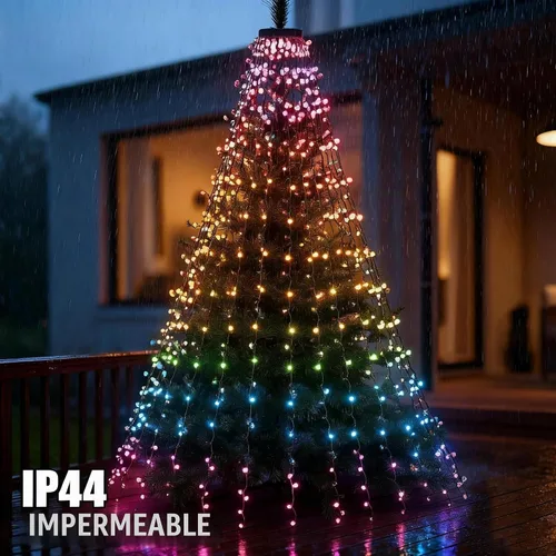 Vista 4 de Dazzle Bright luces inteligentes para árbol de Navidad, 448 luces LED que cambian de color, luces de cascada para la punta del árbol con control