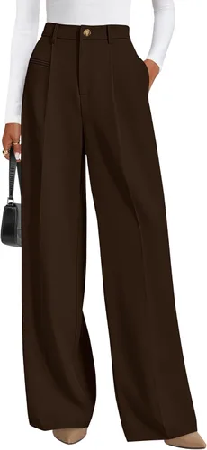 Vista 15 de PRETTYGARDEN Pantalones de vestir de trabajo de pierna ancha a medida para Negro