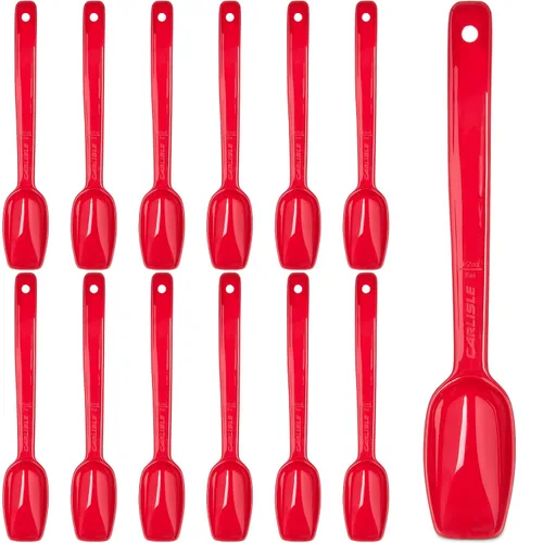Vista 2 de Cucharas para servir Carlisle, sólidas y perforadas, para buffet/ensaladas 0.25 oz - 0.8 oz (paquete de 12 unidades), Rojo, 12