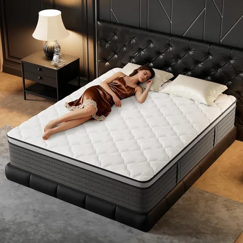 Vista 12 de PUBPLON Colchón individual híbrido de lujo hotelero de 12 pulgadas, colchón de espuma viscoelástica de gel en una caja (nueva versión), resorte